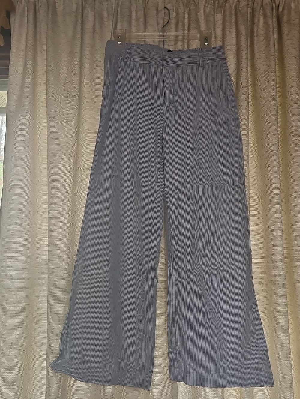 Wide Leg Baby Blue Pinstripe Pants